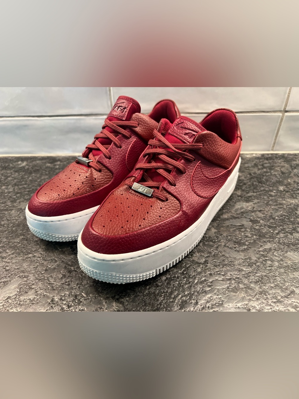 Nike Women’s Air Force 1 Low-Top Sneakers — Deep Red Leather